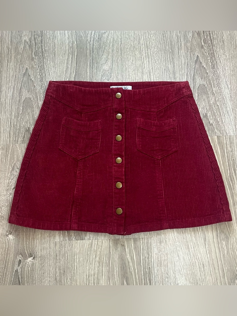 She + Sky Size Small Red Corduroy Cotton Mini Skirt Fall